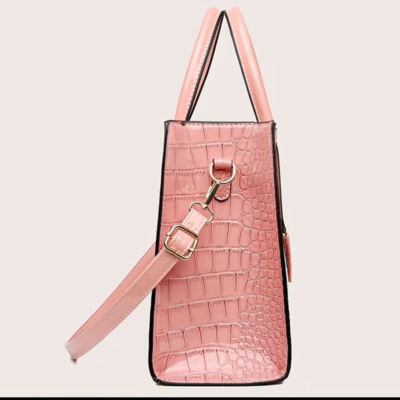Pink Croc-Embossed Tote Bag - Picture 3 of 5